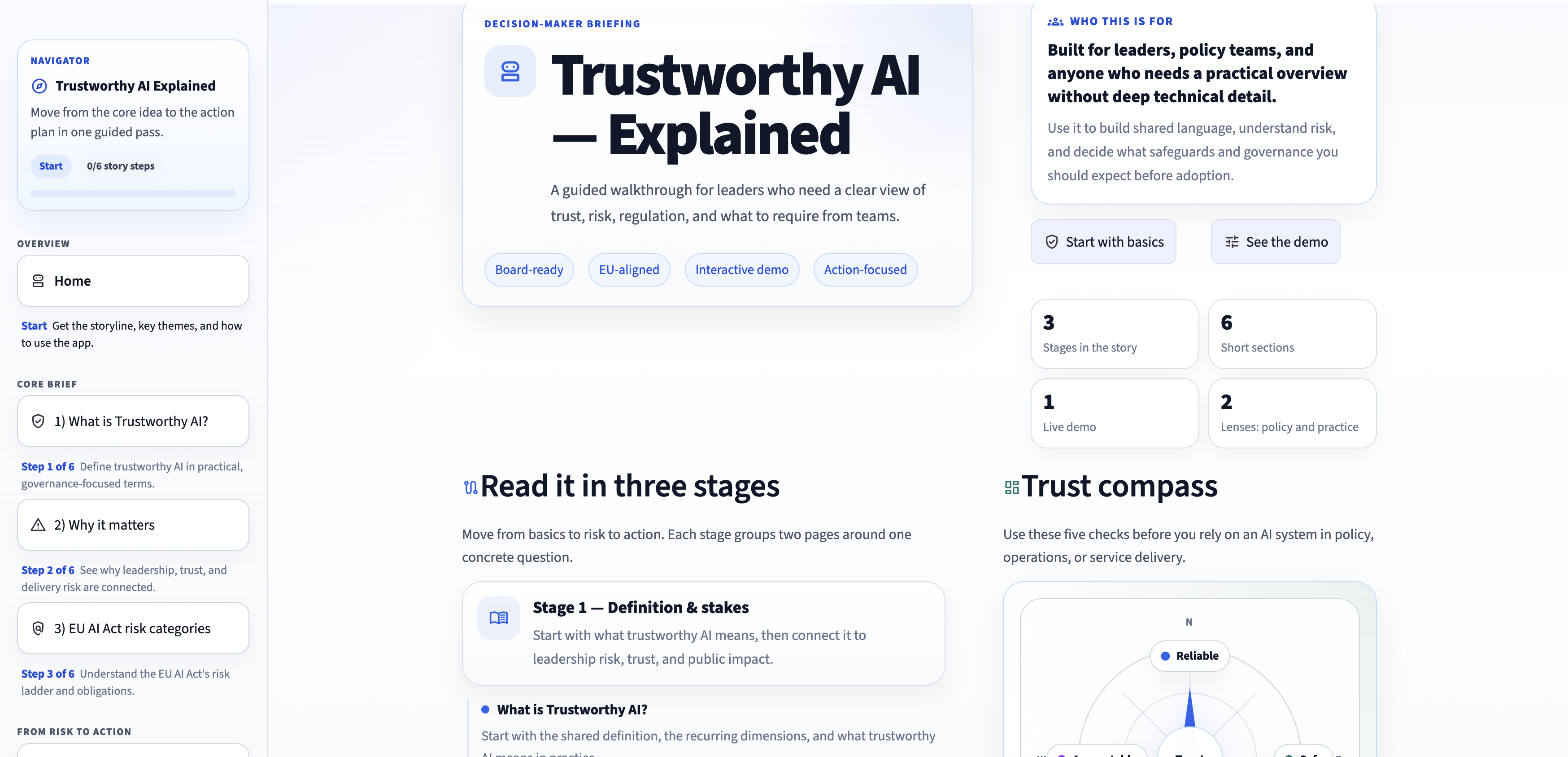 TrustAI Explain application preview